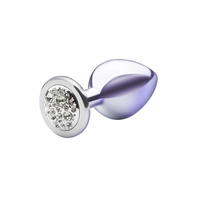 Plug Anal M - Bicolor Prata com Pedra Cravejada