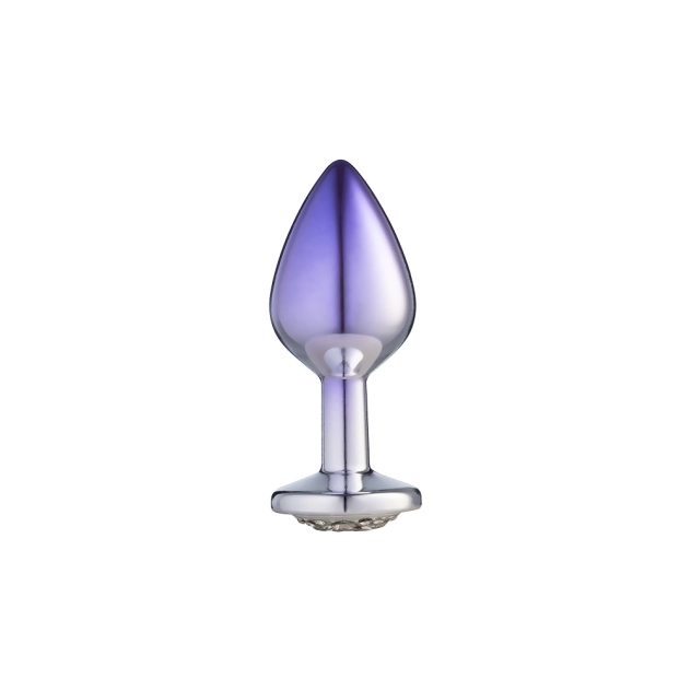 Plug Anal M - Bicolor Prata com Pedra Cravejada