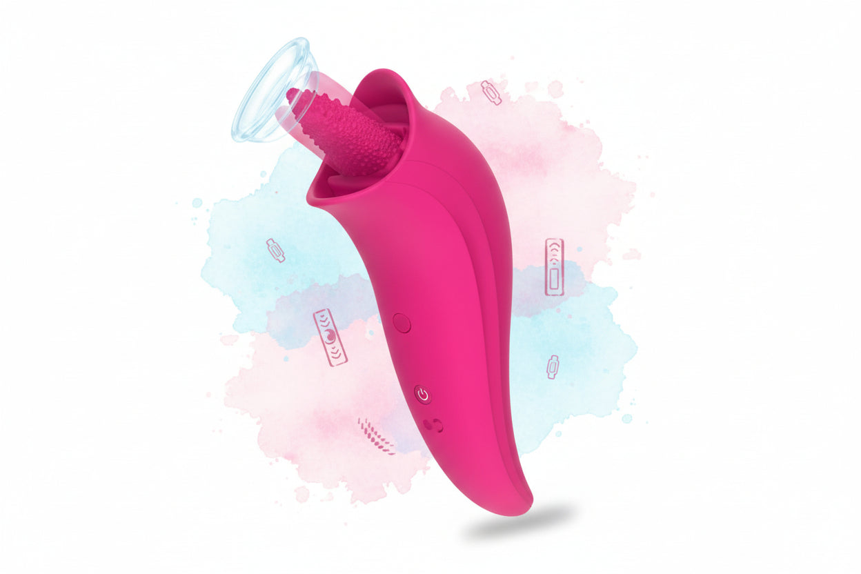 Rechargeable Tongue-Shaped Vibrator with Texture
